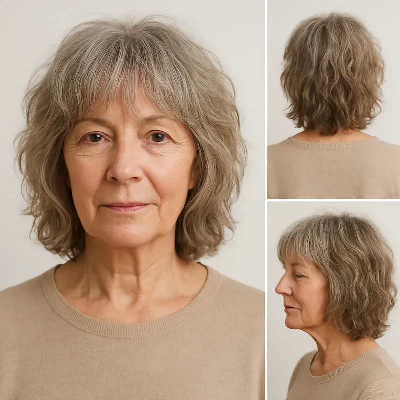 Medium Shaggy Waves with Bangs