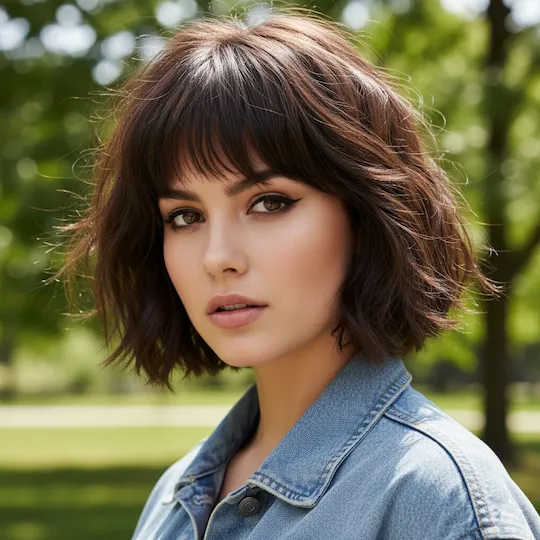 Short Haircuts for Wavy Hair with Bangs