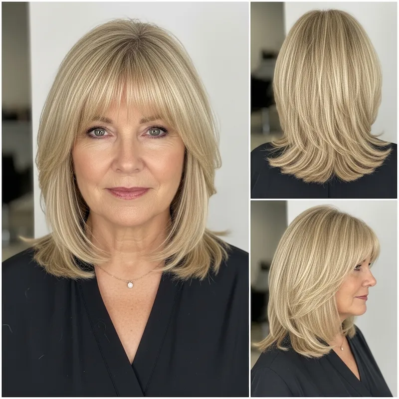 9 long blonde bob haircut with bangs