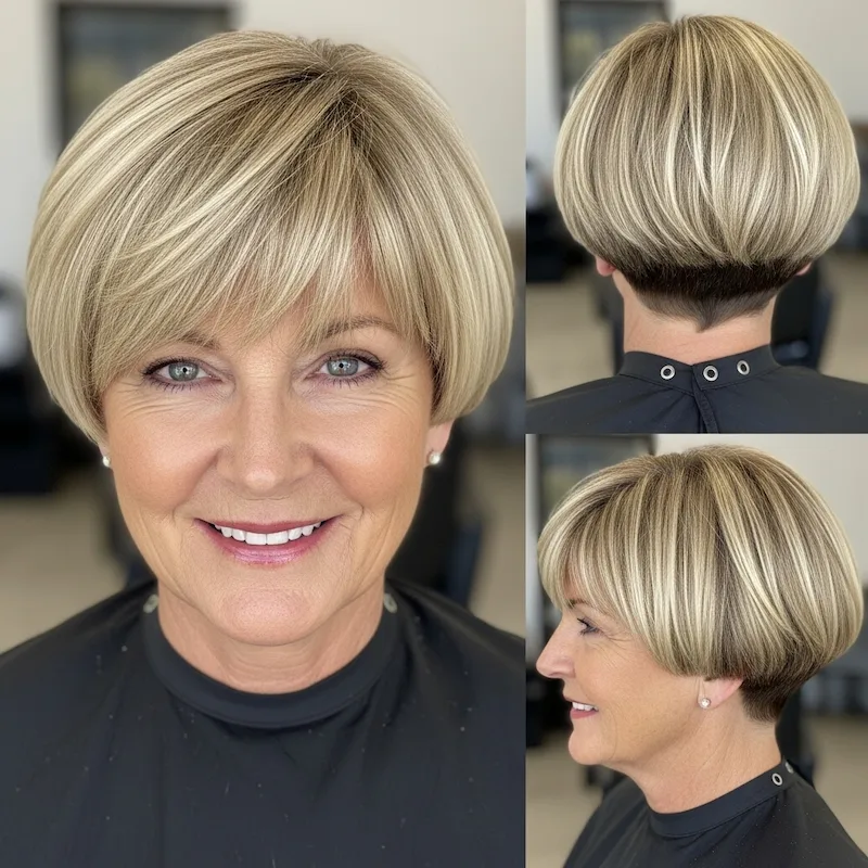 Blonde Bowl Cut with Dark Undertones