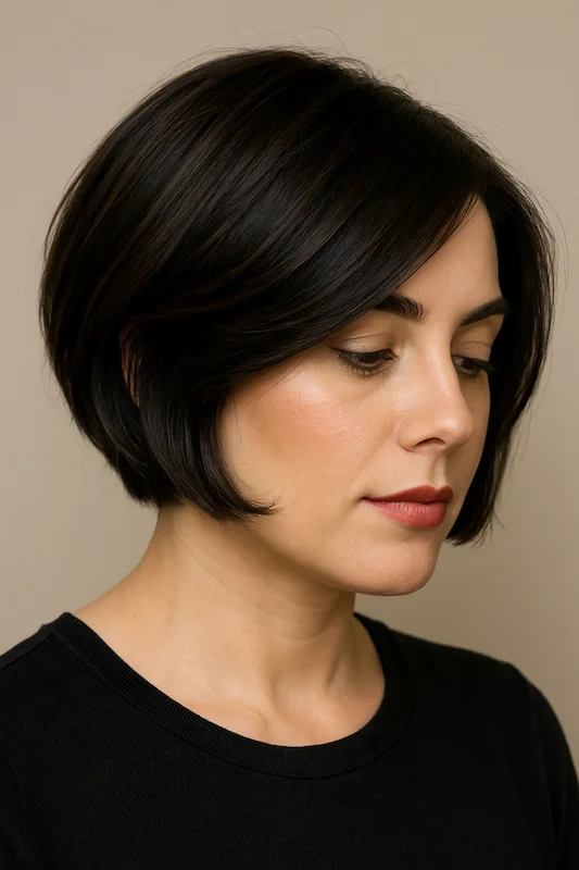 Dark Brunette Balayage Hair Short Bob Haircuts