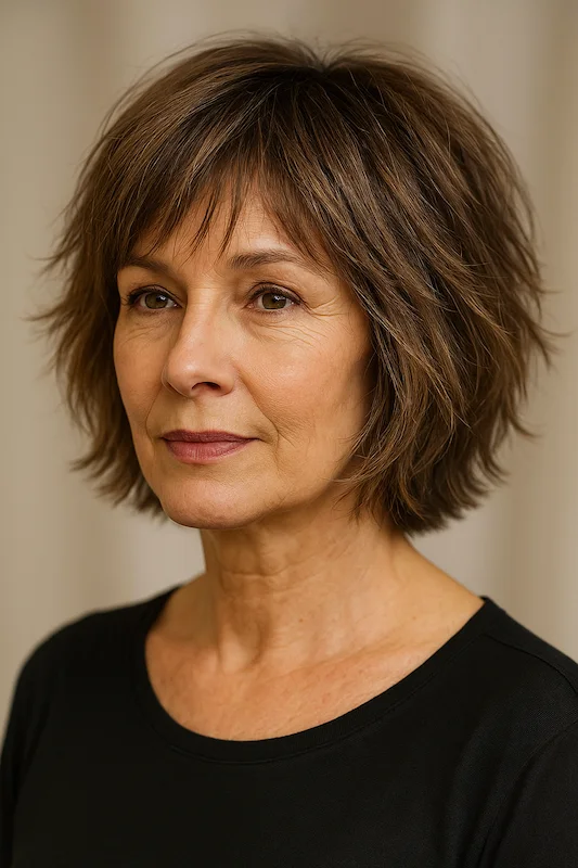 Shaggy Short Layered Bob Hairstyles Over 50