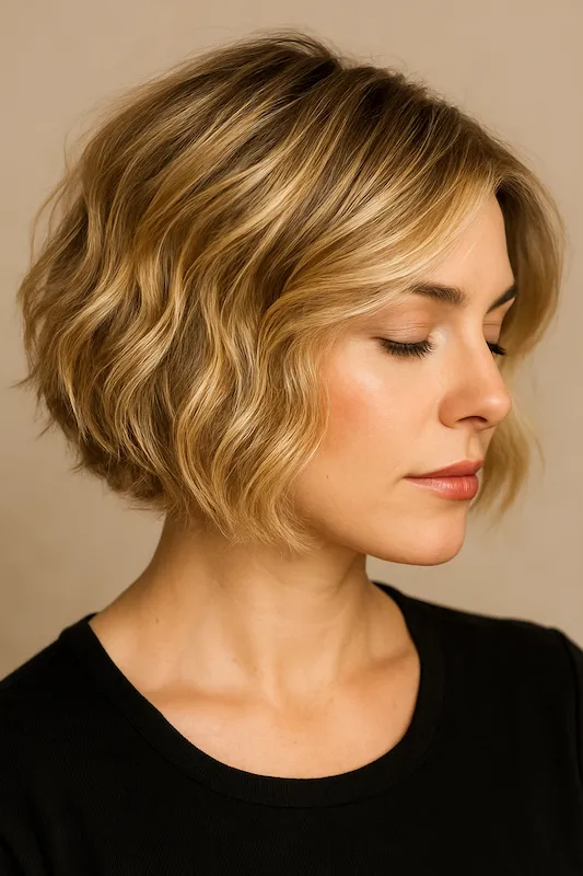 Short Blonde Wavy Bob Haircut