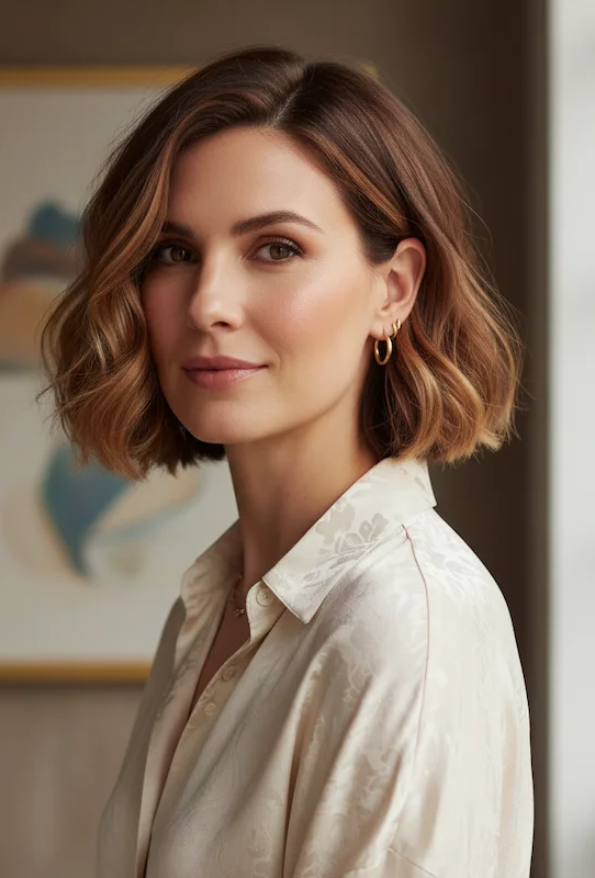 Short Wavy Bob with-Balayage