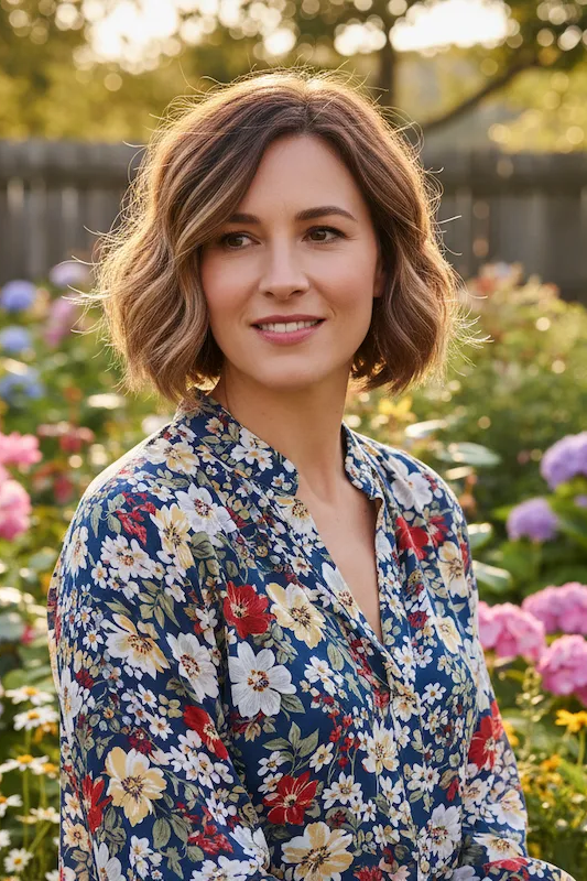 Side-Swept Wavy-Bob