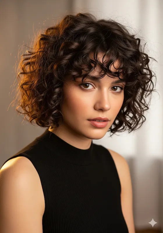 Textured Curly Bob Cut