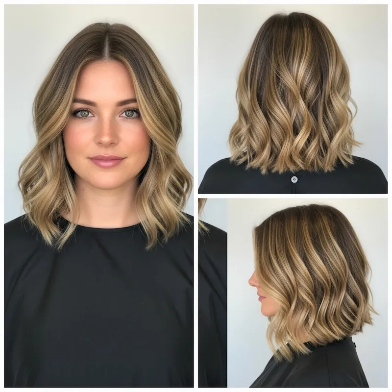 Wavy Blunt Bob with Highlights