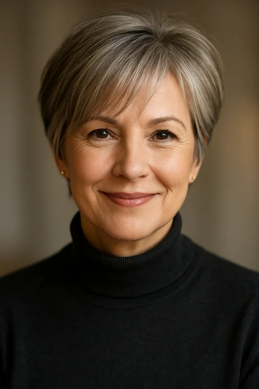 short haircuts with bangs for women over 50