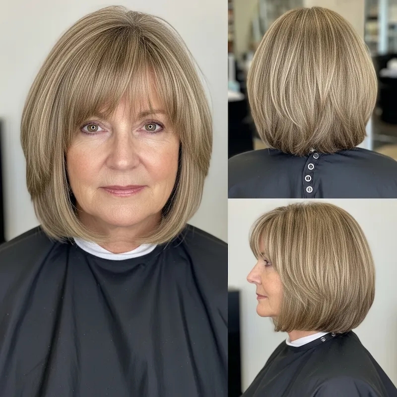 Layered Bob with Bangs Haircut