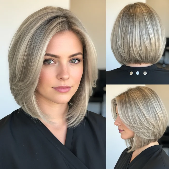 Ash Blonde Graduated Bob with Layers