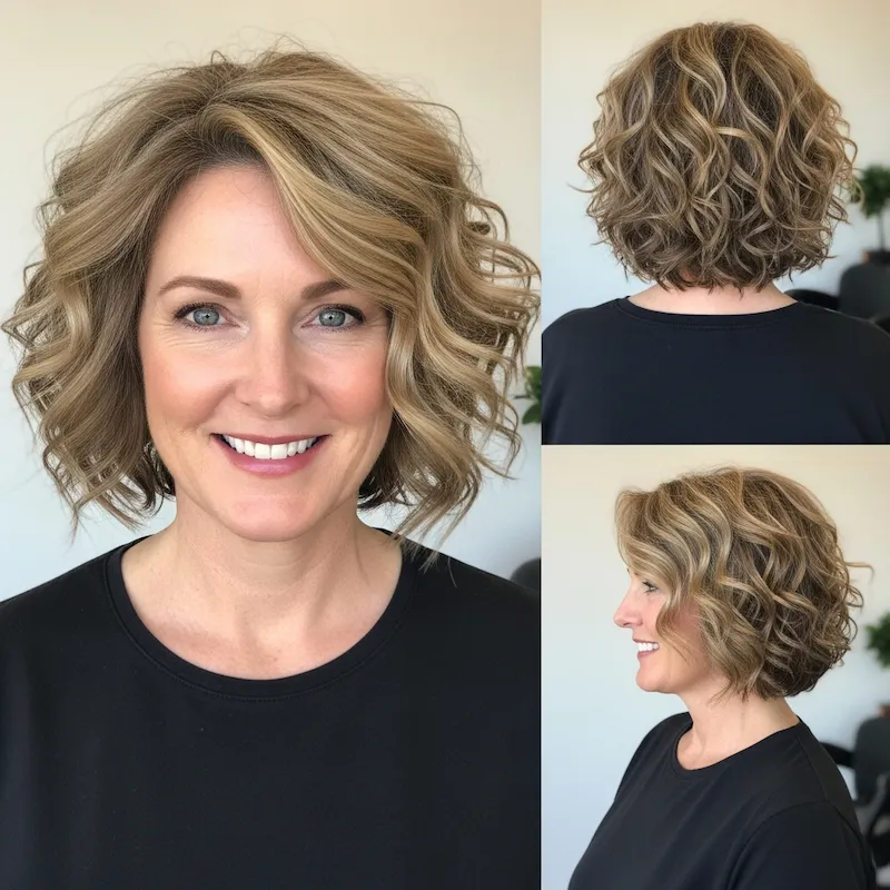 Tousled Layered Curly Bob