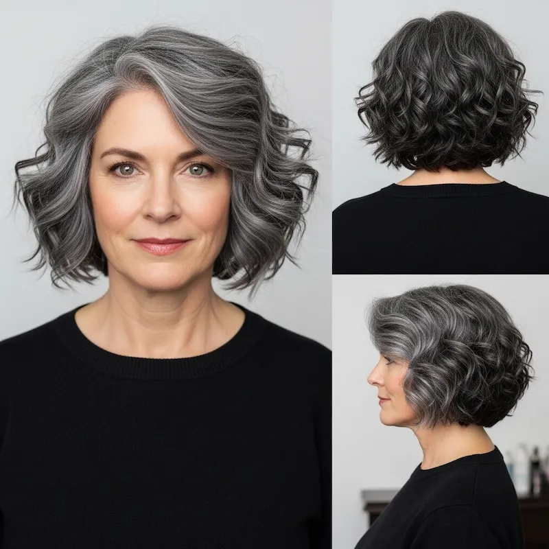 Salt and Pepper Curly Bob