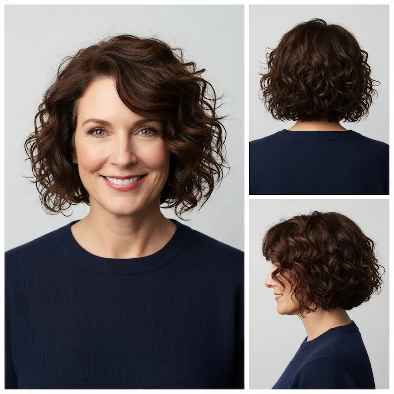 Side-Parted Curly Bob