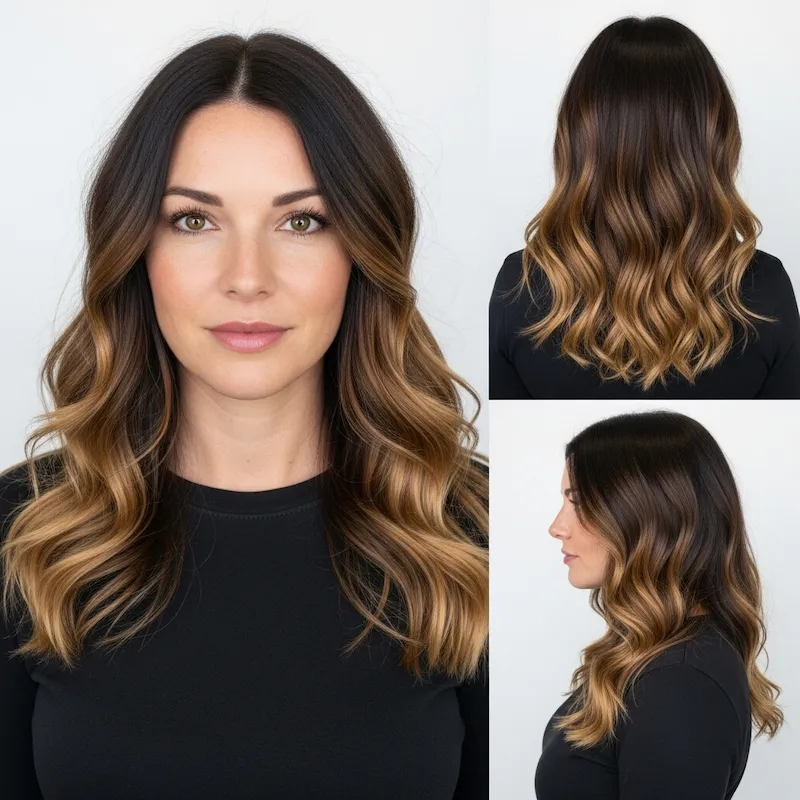 Long Wavy Hair with Dark Root Melt