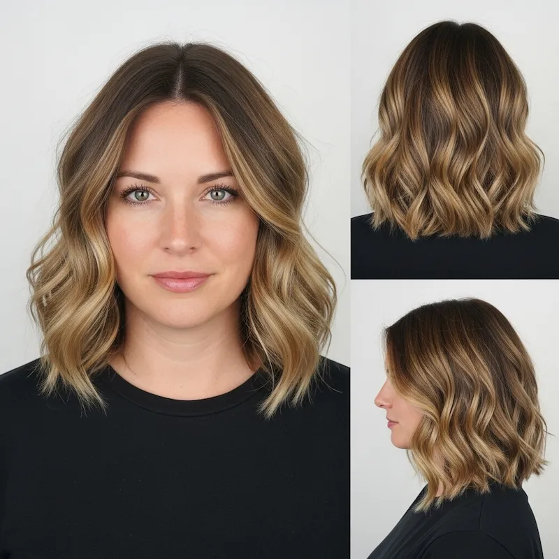 Shoulder-Length Waves with Subtle Balayage