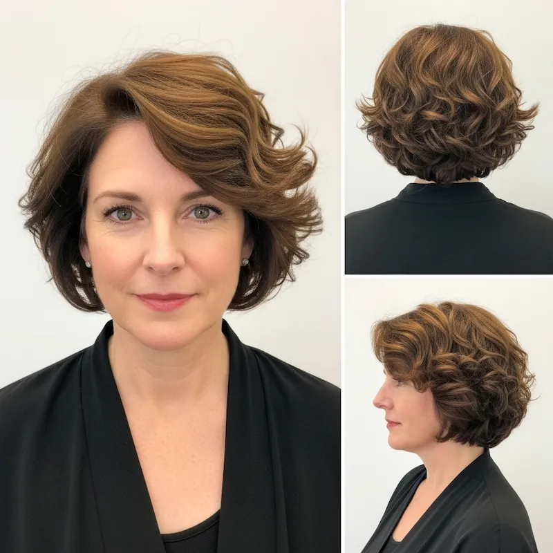 Side-Parted Curly Bob
