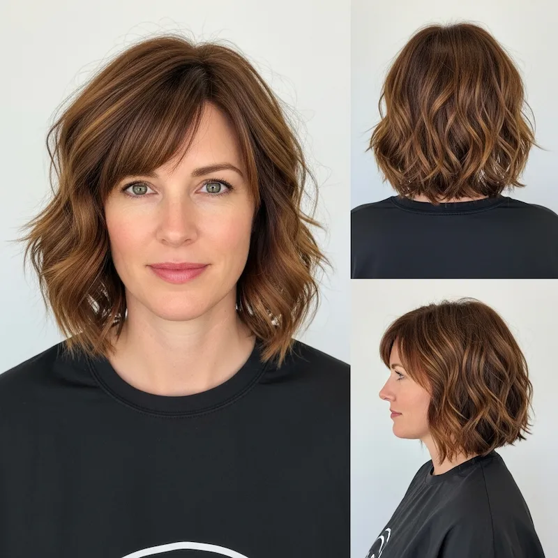 Wavy A-Line Lob with Choppy Texture