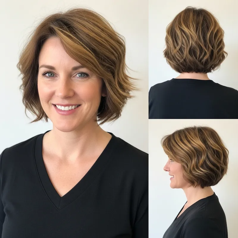 Short Wavy Layered Bob