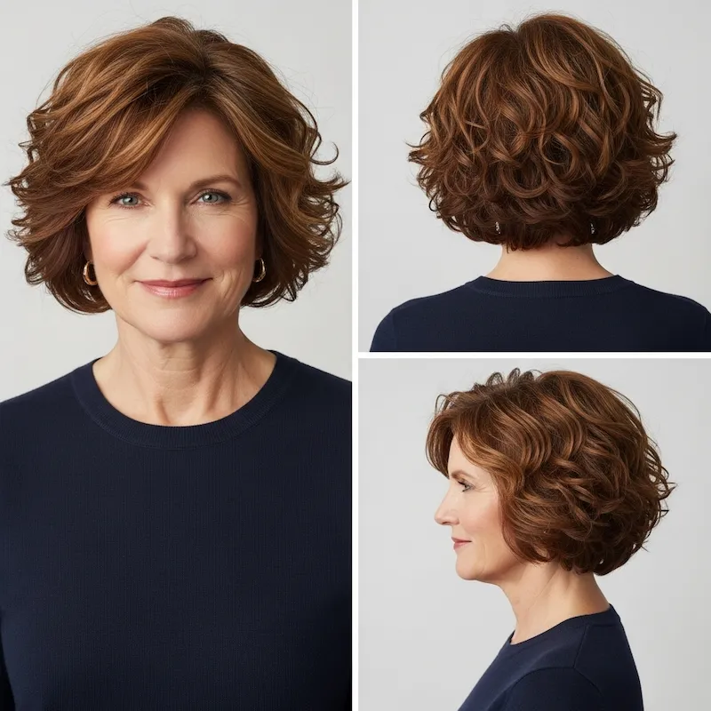 Short Layered Curly Bob