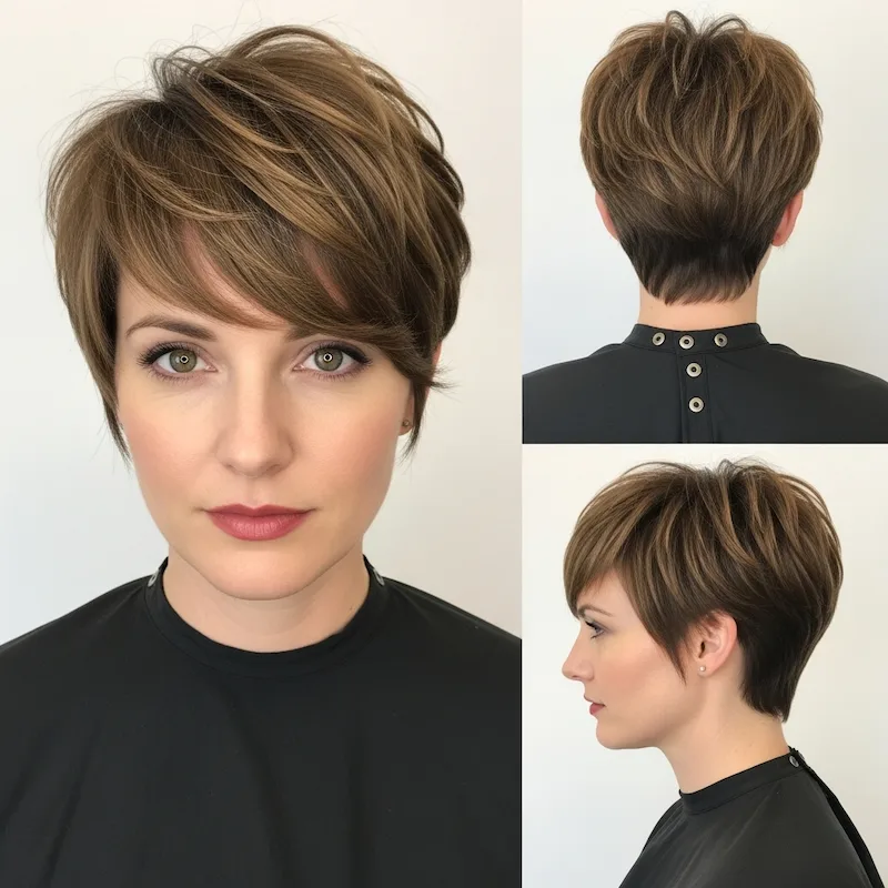 Short Textured Pixie with Long Bangs