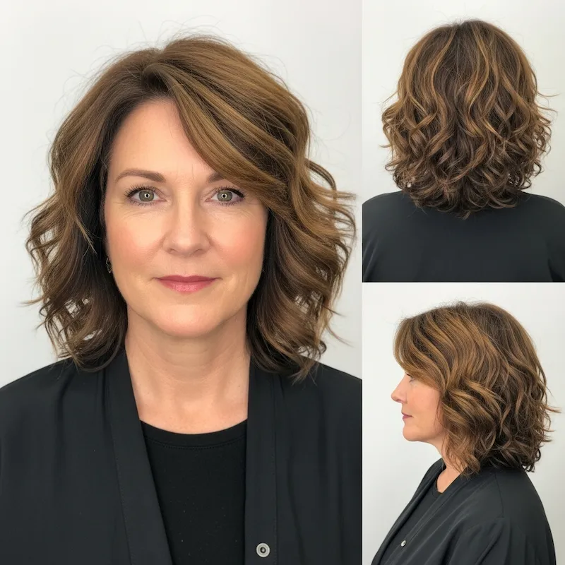 Layered Curly Lob (Long Bob)