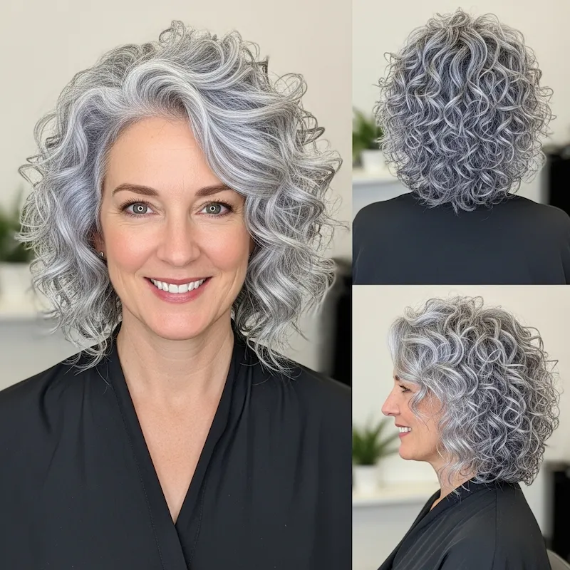 Voluminous Silver Curls