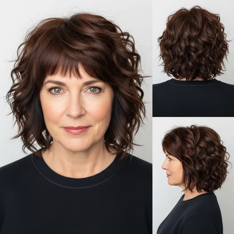 Curly Lob With Fringe
