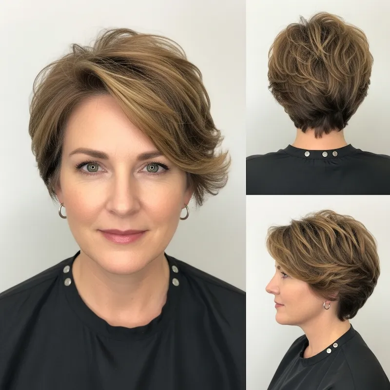 Cropped Layered Curls With Side Part
