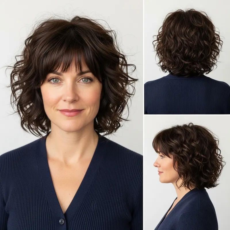 Soft Curly Shag With Bangs