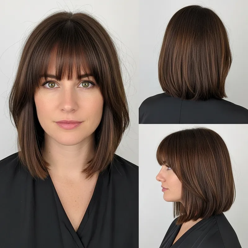 Straight Lob with Full Bangs