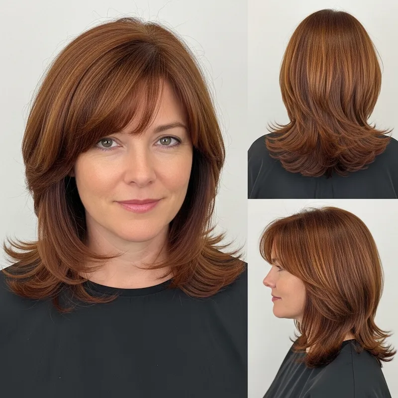 Layered Copper Brown Hair