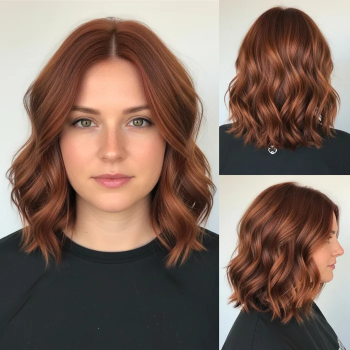 Copper Layered Wavy Bob