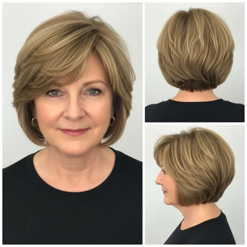 Cropped Rounded Light Brown Bob Haircut