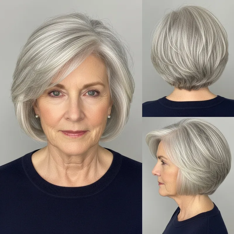 Cropped Silver Layers Haircut