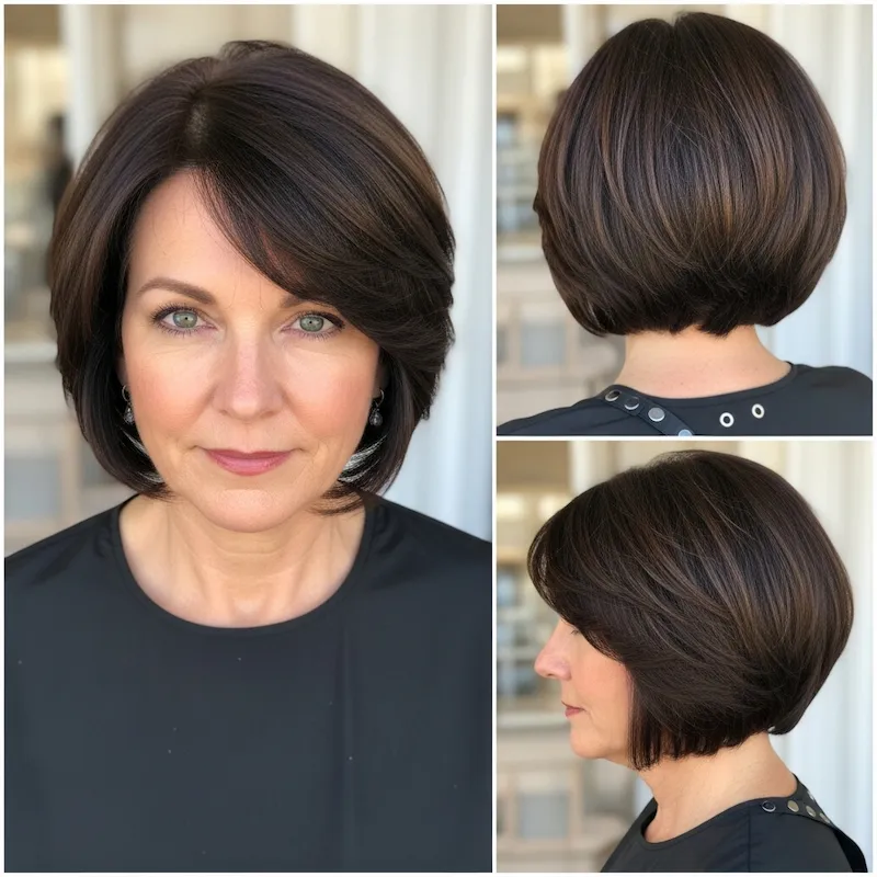 Dark Brown Razor Cut Bob Haircut