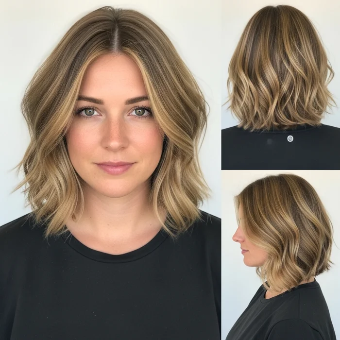 Highlighted Layered Wavy Bob