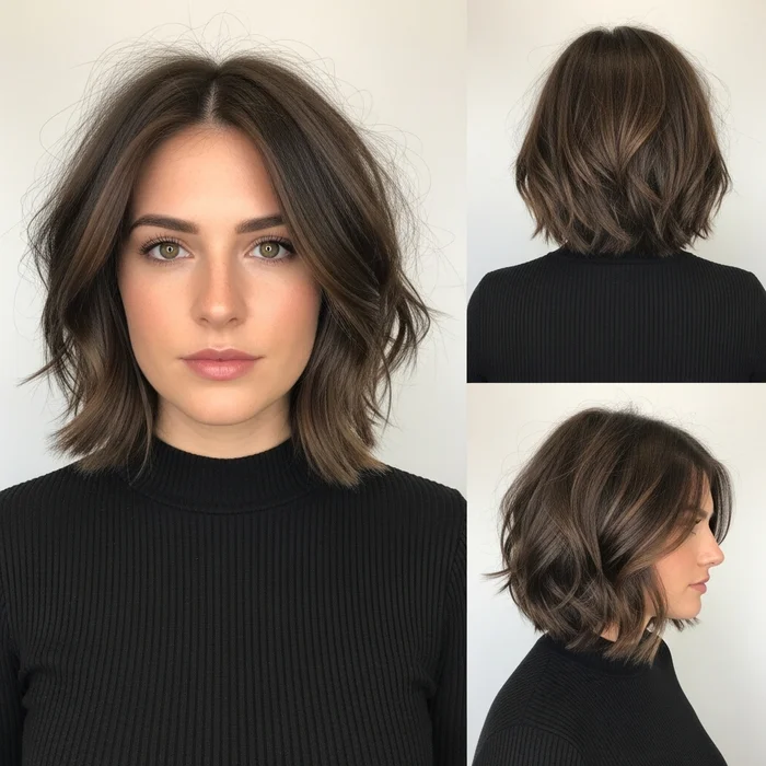 Jaw-Length Textured  Bob with Layered