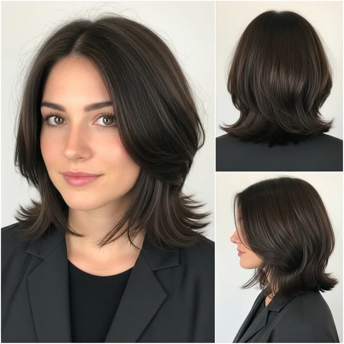 Layered Brunette Bob with Volume