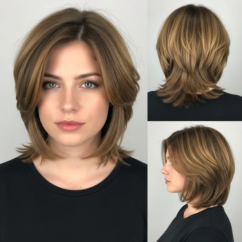 Layered Jaw-Length Bob with Side Sweep Haircut