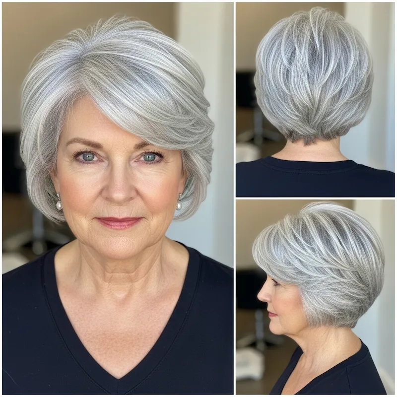 Layered Silver White Pixie