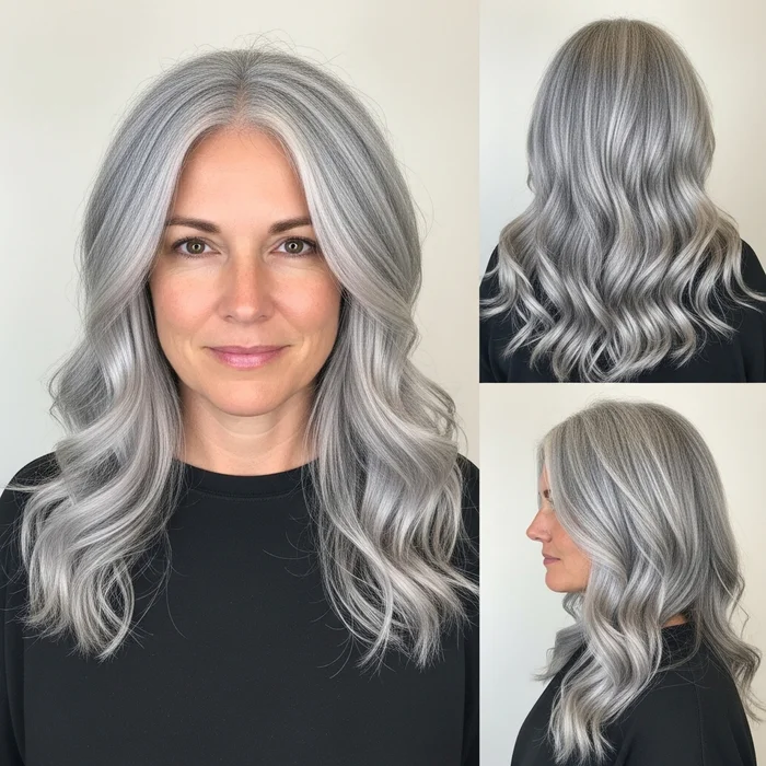 Long Gray Waves With Center Part