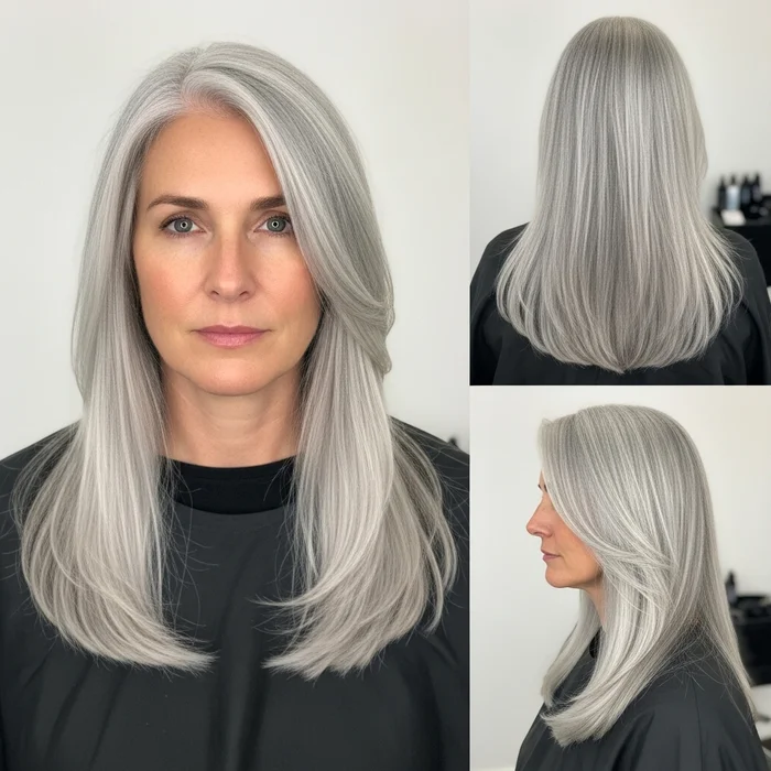 Long Straight Silver Hair
