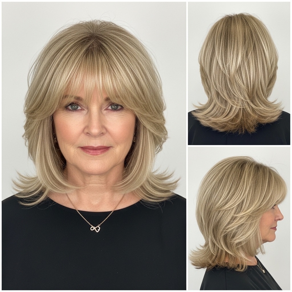 Mid-Length Layers with Bangs
