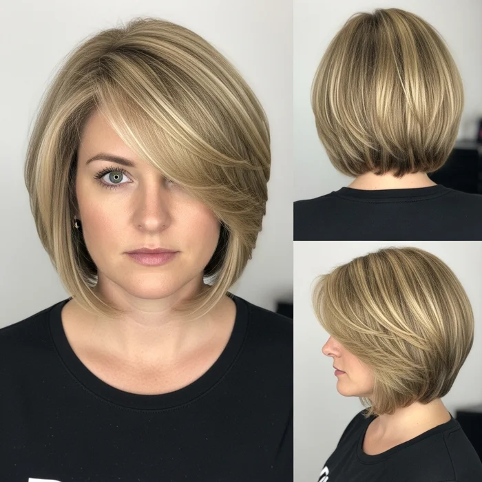 Short Highlighted Layered Bob