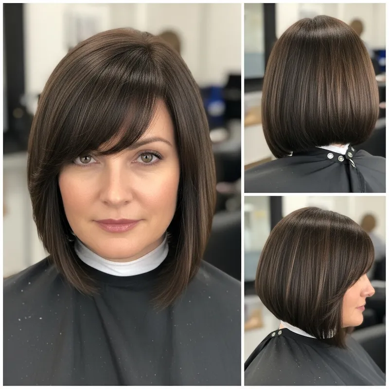 Sleek Asymmetrical Bob with Bangs Haircut