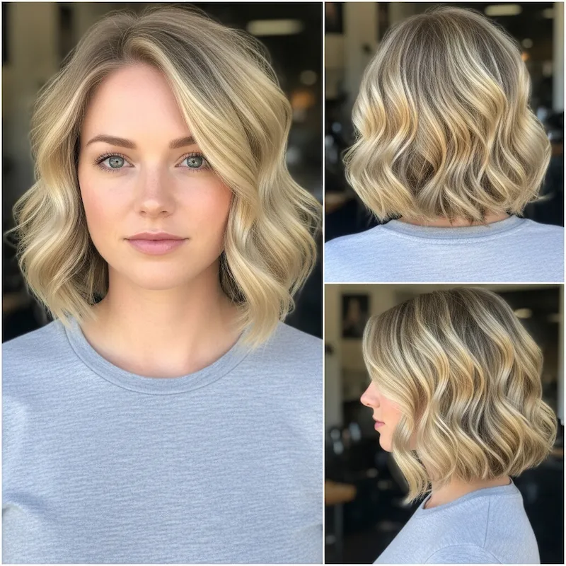 Soft Blonde Bob with Soft Waves Haircut