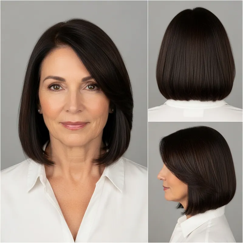 Straight Dark Brown Bob Haircut