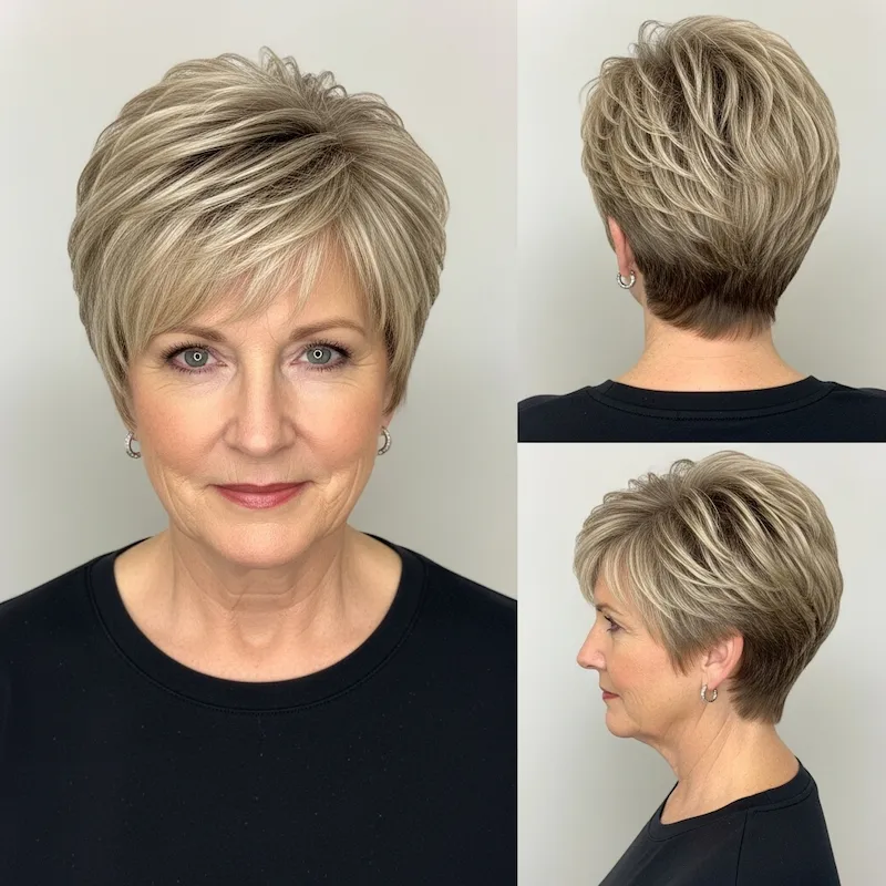 Textured Tapered Pixie with Piecey Layers Haircut