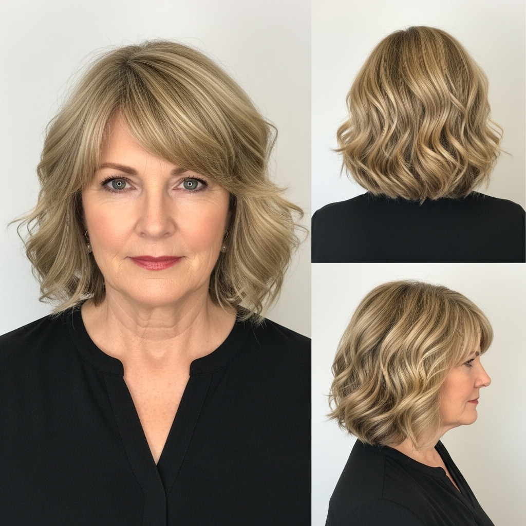 Wavy Lob with Side Bangs