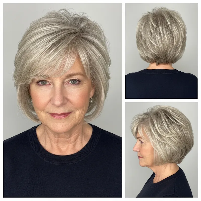 short shag haircuts for fine hair older women 2025